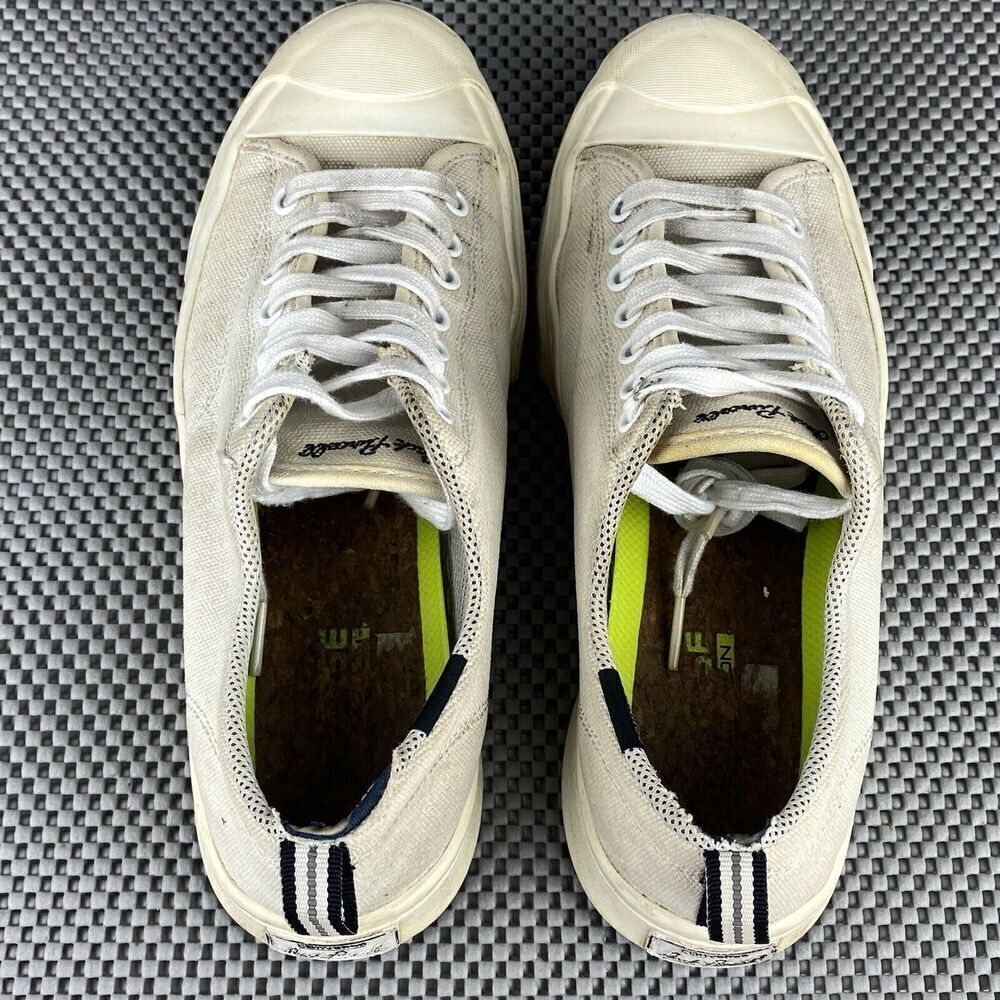 Converse Jack Purcell Shoes Mens 7 Womens 8.5 White Lace Up Low Top Sneakers - Picture 8 of 10